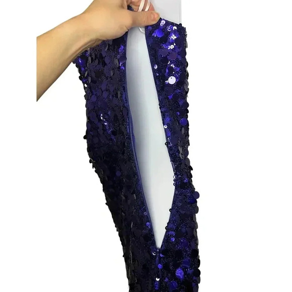 Lulu’s Glittery Persona Dark Blue Sequins Strapless Mini Dress, Mermaidcore - Picture 8 of 12